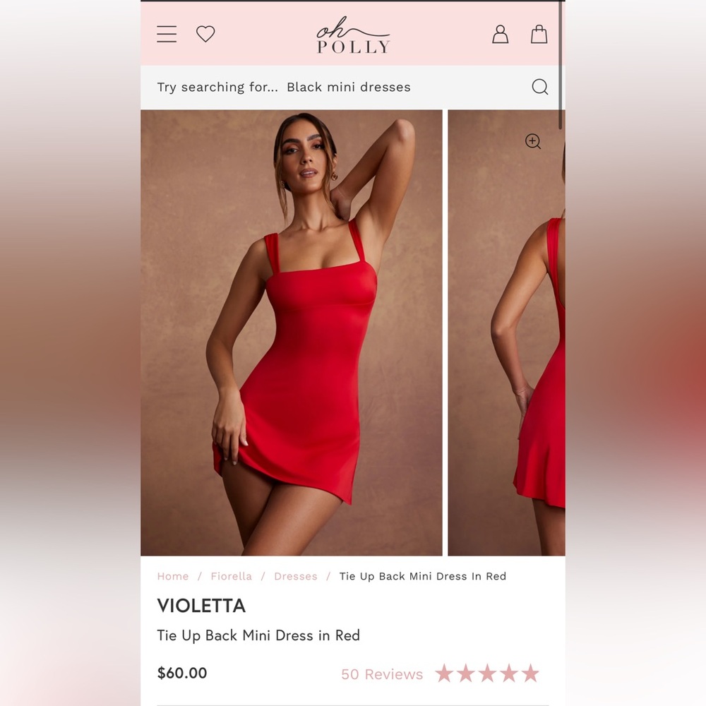 NWT Oh Polly Violetta Tie Up Back Mini Dress in Red Size 6